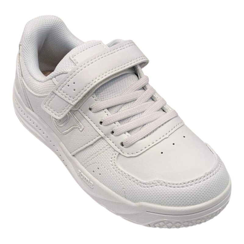 Sneakers sportive unisex total white con strappo e lacci elastici - Joma 1 Sneakers sportive unisex total white con strappo e lacci elastici - Joma