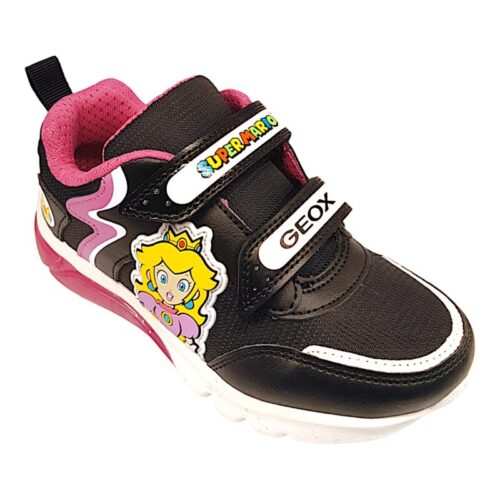 Sneakers super mario peach black-fucsia con doppio strappo e luci - Geox