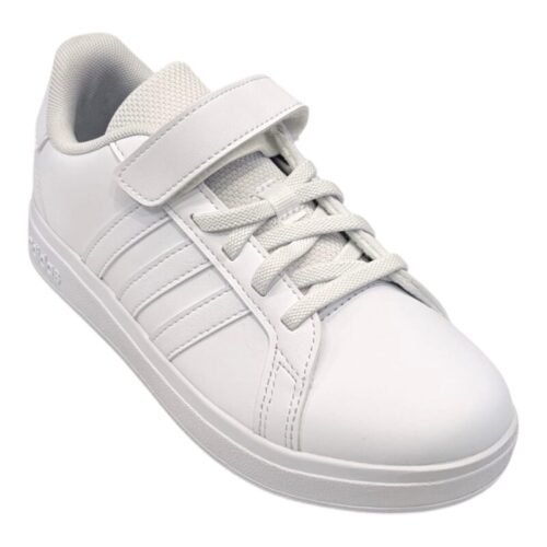 Sneakers total white con velcro e lacci elastici – Adidas