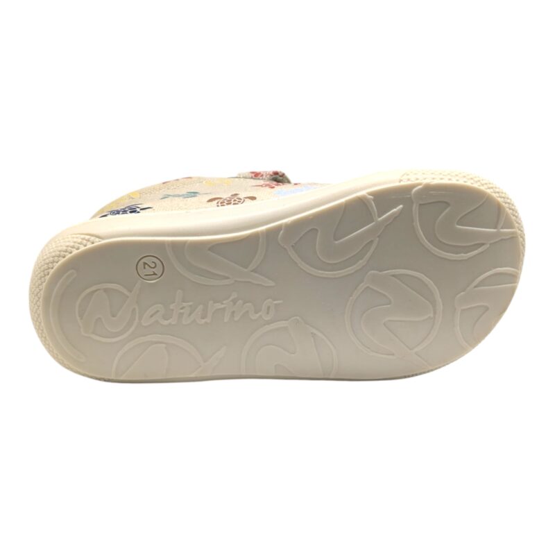 Sneakers unisex cocoon primi passi ecrù-multi turtles e doppio strappo - Naturino