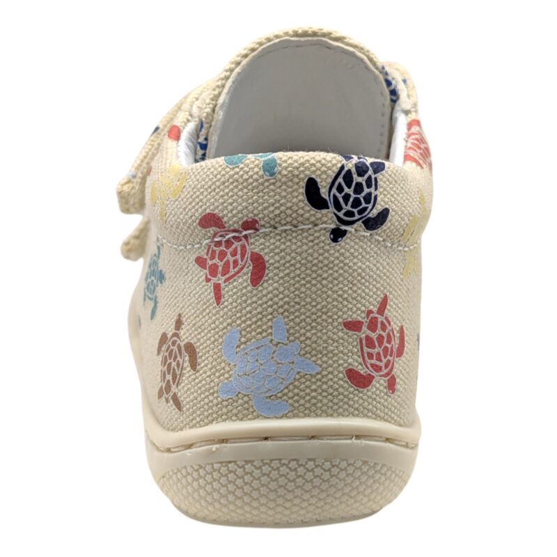 Sneakers unisex cocoon primi passi ecrù-multi turtles e doppio strappo - Naturino