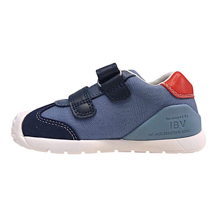 Sneakers unisex di colore blu-navy-petrolio-rosso con doppio strappo - Biomecanics
