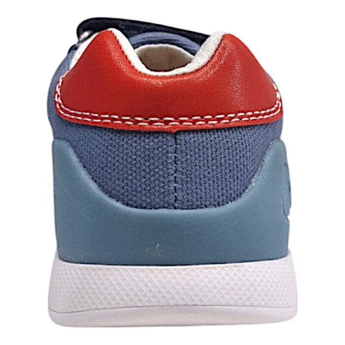 Sneakers unisex di colore blu-navy-petrolio-rosso con doppio strappo - Biomecanics