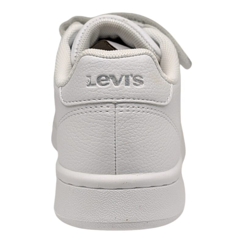 Sneakers unisex tipo Stan Smith total white in similpelle con strappo e lacci elastici - Levi's 4 Sneakers unisex tipo Stan Smith total white in similpelle con strappo e lacci elastici - Levi's