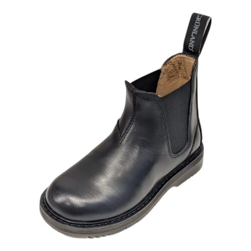 Stivale Chelsea in pelle nero unisex con elastici laterali – Grünland
