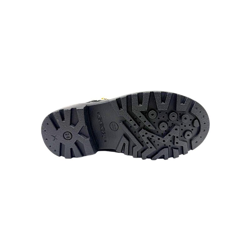 Stivale anfibio nero per bambina-ragazza con catenella dorata, taschina laterale, stella oro glitterata, lacci elastici e cerniera - Geox 5 Stivale anfibio nero per bambina con catenella dorata, taschina laterale, stella oro glitterata, lacci elastici e cerniera - Geox
