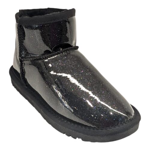 Stivale nero glitter lucido per bambina modello UGG in similpelle – Grünland