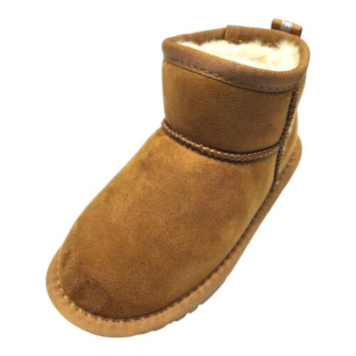 Stivale per bambina in similpelle color cuoio modello UGG basso – Grünland