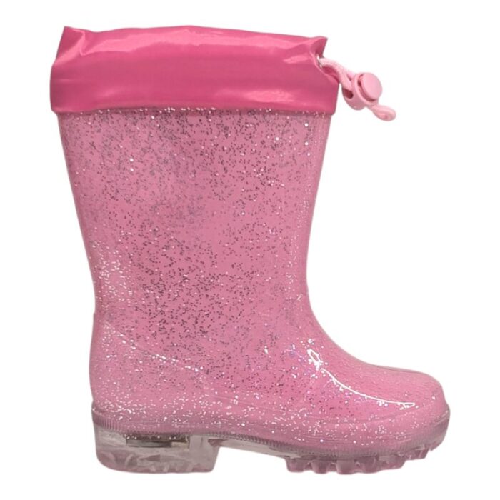 Stivale rosa anti pioggia per bambina glitterato con unicorno e luci - Silver