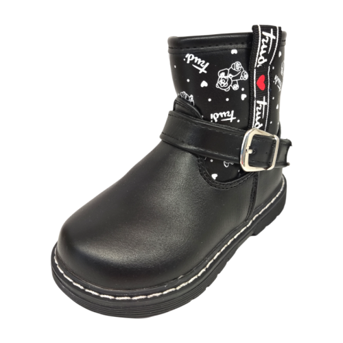 Stivale work black con scritte bianche e orsetto - Trudi