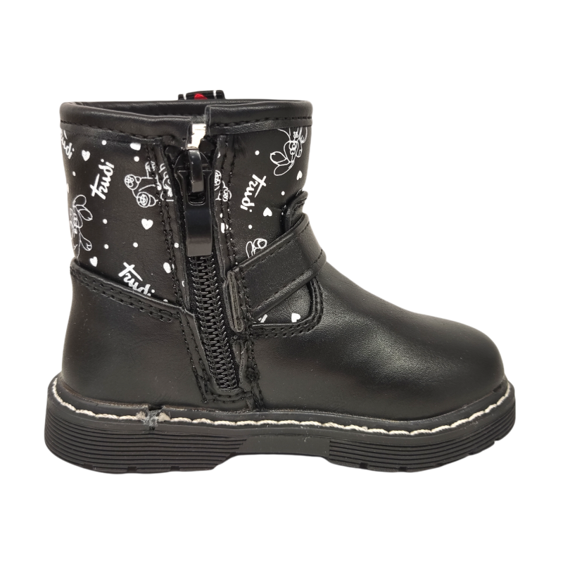 Stivale work black con scritte bianche e orsetto - Trudi