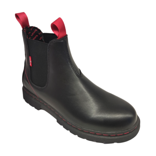 Stivaletti Chelsea unisex in similpelle nera con impunture rosse - Levi's 1 Stivaletti Chelsea unisex in similpelle nera con impunture rosse - Levi's