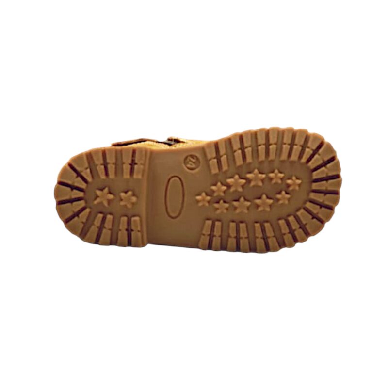 Stivaletti, anfibio cuoio-ocra tipo Timberland per bambino con lacci e zip laterale - Grünland 5 Stivaletti, anfibio ocra tipo Timberland per bambino con lacci e cerniera - Grünland
