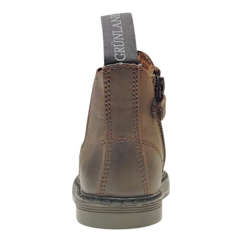 Stivaletto, polacchino marrone unisex con elastico laterale tono su tono e cerniera lampo - Grünland 4 Stivaletti polacchini Chelsea marroni per bambino e bambina con elastico laterale e cerniera lampo - Grünland
