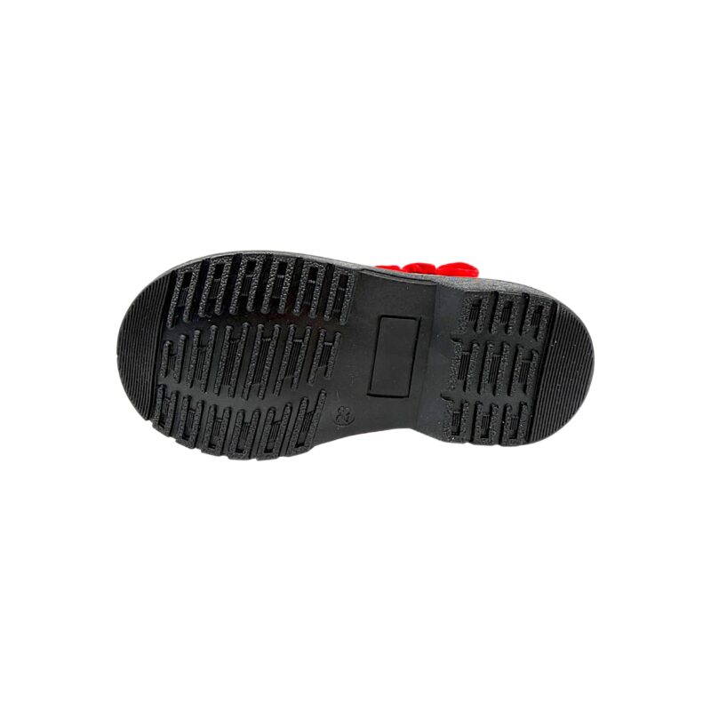 Stivaletto, anfibio rosso per bambina in pelle naplak verniciata con fiocco in velluto, lacci e zip laterale - Rossano 5 Stivaletto, anfibio rosso per bambina in pelle naplak verniciata con fiocco in velluto, lacci e zip laterale - Rossano
