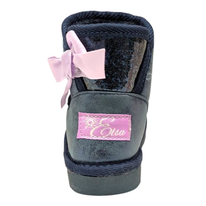 Stivaletto bambina invernale tipo ugg frozen blue metallic con fiocco lilla - Silver