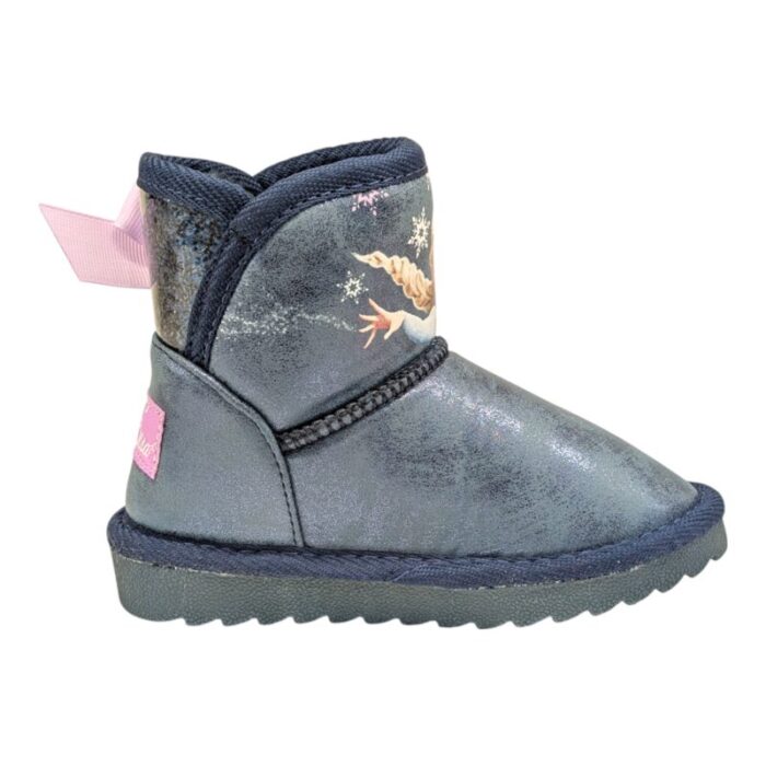 Stivaletto bambina invernale tipo ugg frozen blue metallic con fiocco lilla - Silver