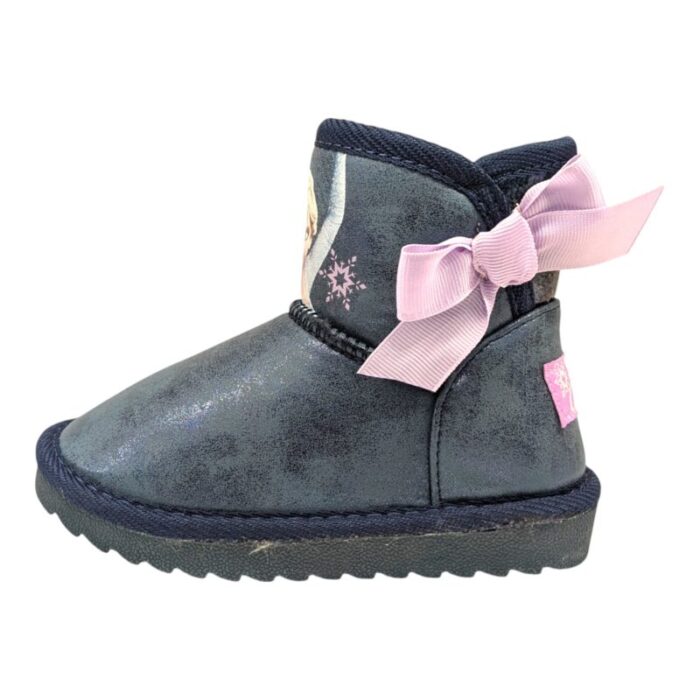 Stivaletto bambina invernale tipo ugg frozen blue metallic con fiocco lilla - Silver
