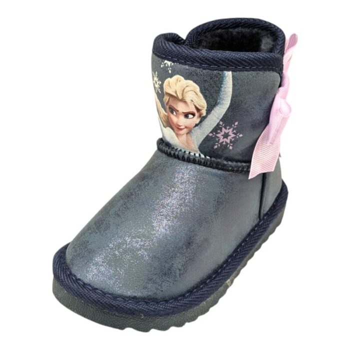 Stivaletto bambina invernale tipo ugg frozen blue metallic con fiocco lilla - Silver