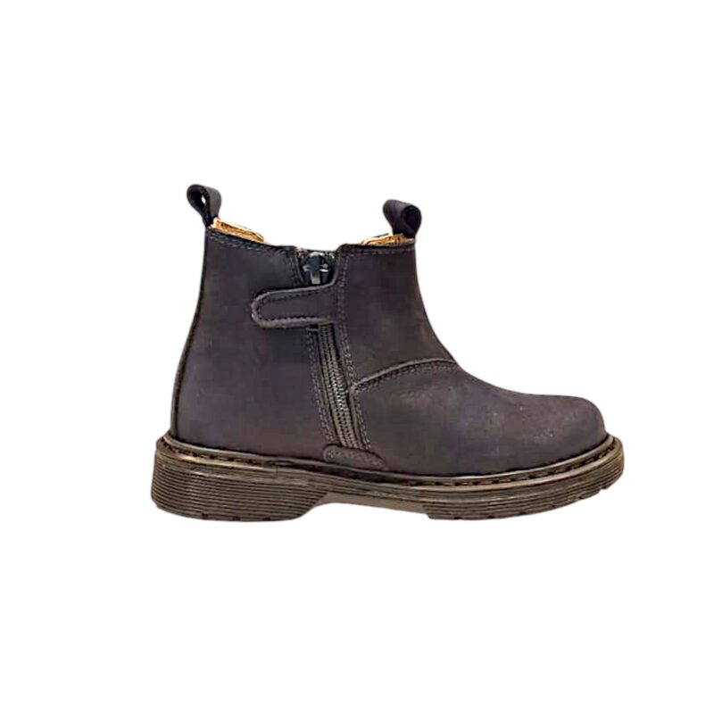 Stivaletto blu navy in nabuk per bambino con elastico a righe azzurre, grigie, bianche e zip laterale - Rossano 2 Stivaletto blu navy in nabuk per bambino con elastico a righe azzurre, grigie, bianche e zip laterale - Rossano