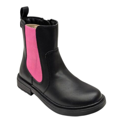 Stivaletto classico ragazza black con elastici fucsia e zip laterale - Geox 4 Stivaletto classico ragazza black con elastici fucsia e zip laterale - Geox