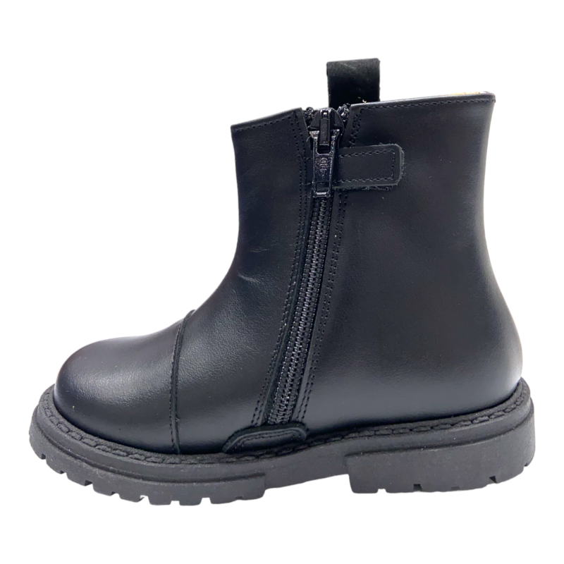 Stivaletto in vitello nero con cuore glitter per bambina - Rossano