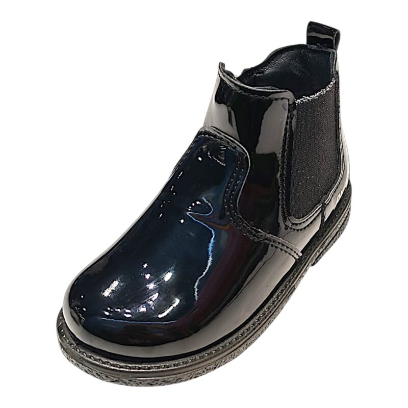 Stivaletto nero lucido per bambina con elastico laterale e cerniera lampo - Primigi 1 Stivaletto nero lucido per bambina con elastico laterale e cerniera - Primigi