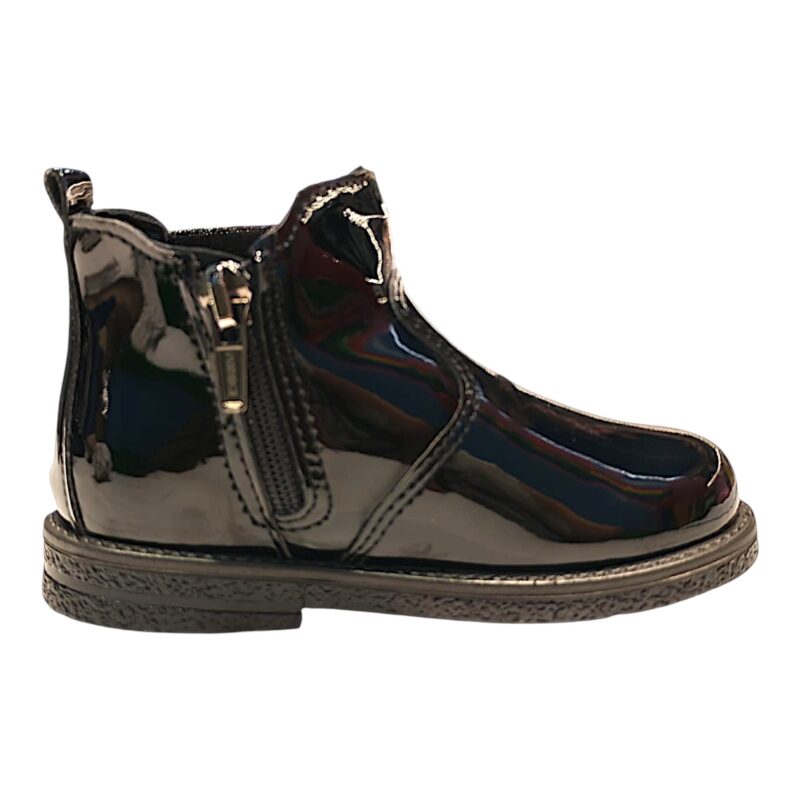 Stivaletto nero lucido per bambina con elastico laterale e cerniera lampo - Primigi 2 Stivaletto nero lucido per bambina con elastico laterale e cerniera - Primigi