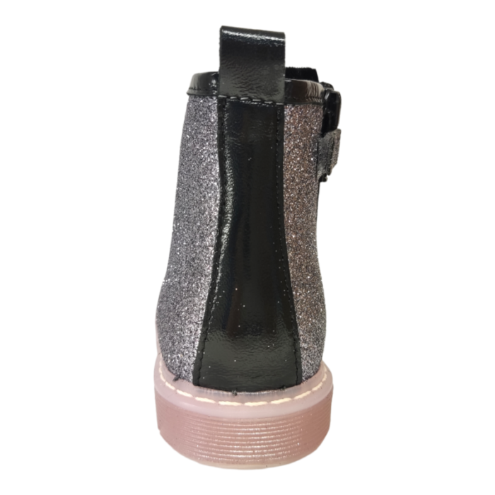 Stivaletto per bambina primi passi in pelle glitterata con zip – Rossano