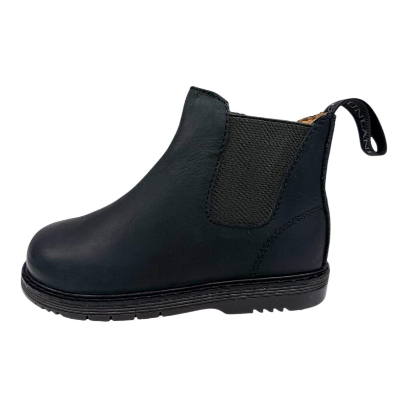Stivaletto, polacchino nero per bambino e bambina con elastico laterale verde bosco e zip laterale - Grünland 3 Stivaletto polacchino Chelsea nero per bambino e bambina con elastico laterale verde bosco e cerniera - Grünland