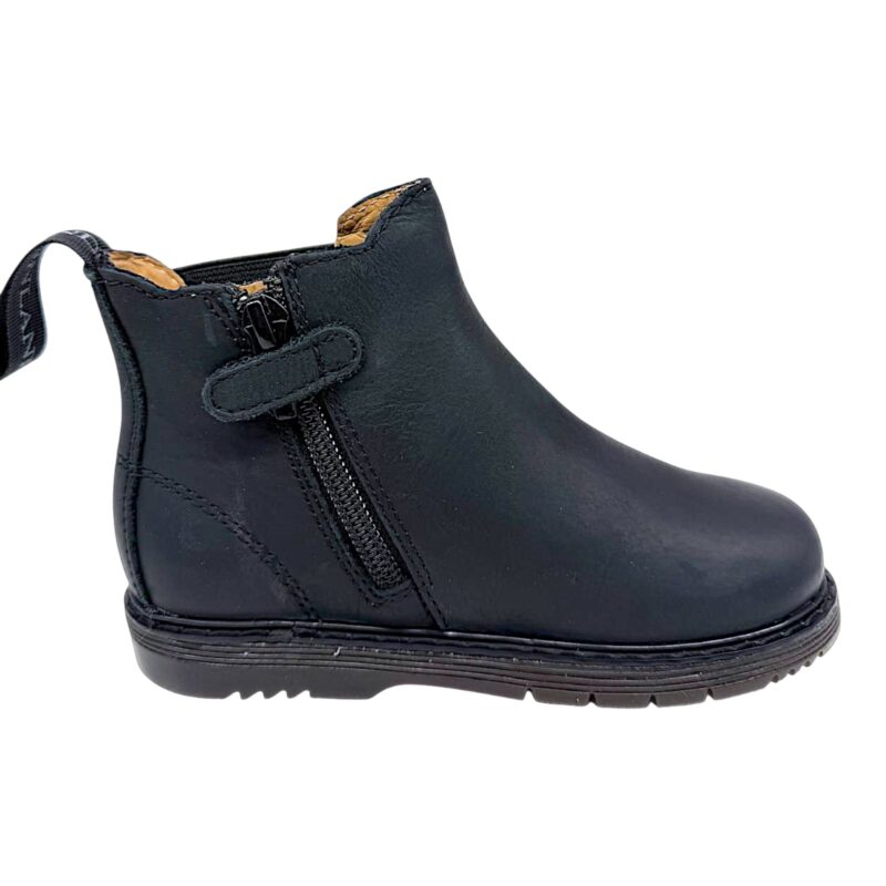 Stivaletto, polacchino nero per bambino e bambina con elastico laterale verde bosco e zip laterale - Grünland 2 Stivaletto polacchino Chelsea nero per bambino e bambina con elastico laterale verde bosco e cerniera - Grünland