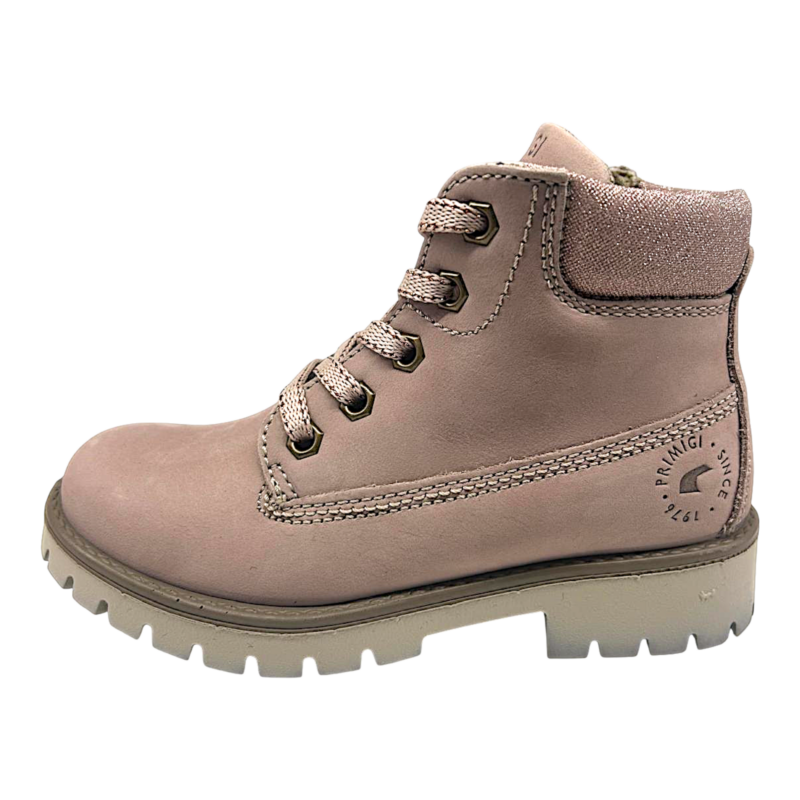 Stivaletto rosa antico in nabuk per bambina con lacci e cerniera - Primigi 3 Stivaletto rosa antico in nabuk per bambina con lacci e cerniera - Primigi