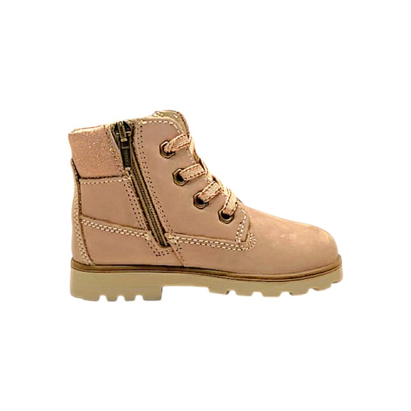 Stivaletto rosa antico in nabuk per bambina con lacci e cerniera - Primigi 2 Stivaletto rosa antico in nabuk per bambina con lacci e cerniera - Primigi