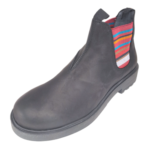 Stivaletto tundra nero per bambino con elastico a righe multicolor - Chiara Luciani