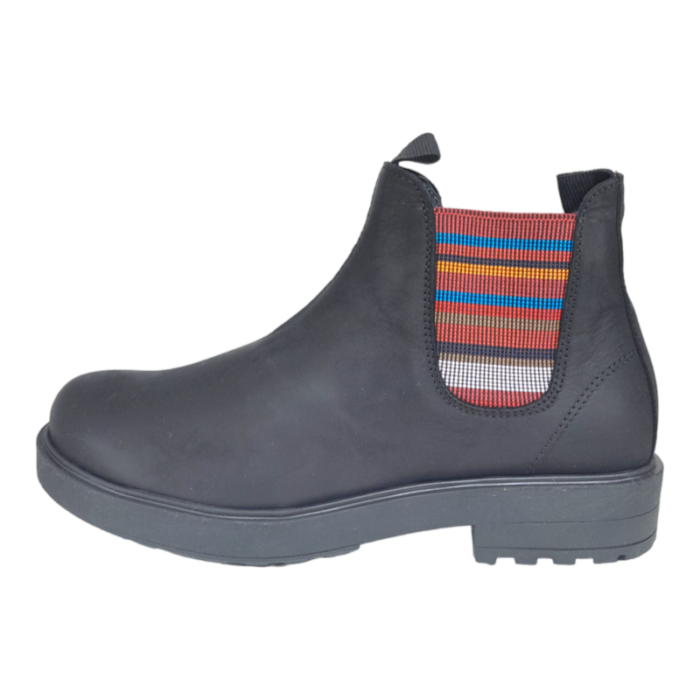 Stivaletto tundra nero per bambino con elastico a righe multicolor - Chiara Luciani
