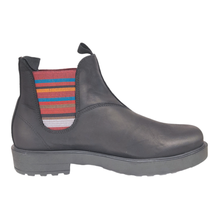 Stivaletto tundra nero per bambino con elastico a righe multicolor - Chiara Luciani