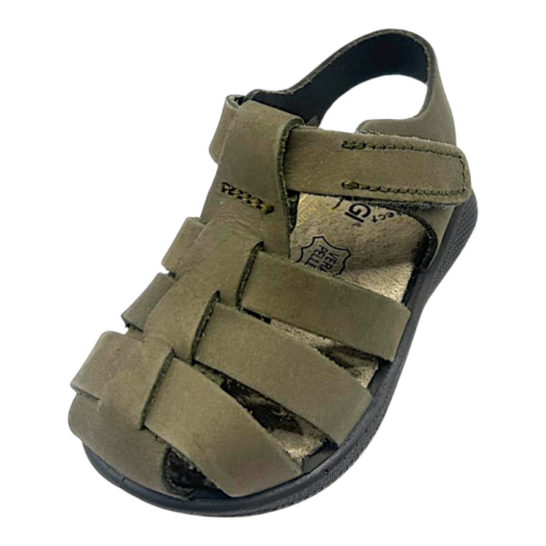 Sandalo ragnetto verde militare per bambino primi passi in nabuk con strappo – Primigi