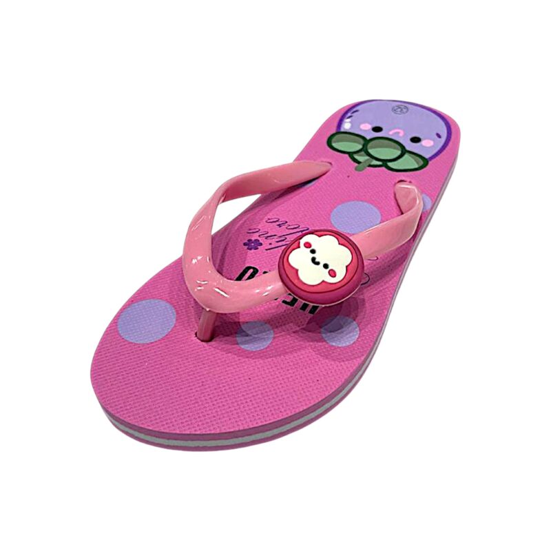 Sandalo infradito rosa-lilla per bambina con fantasia kawaii – Giardino d'Oro 1 Sandalo infradito rosa-lilla per bambina con fantasia kawaii – Giardino d'Oro