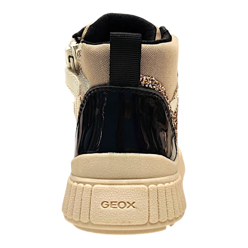 Sneakers alte avorio-beige per bambina-ragazza con striscia laterale glitterata oro, lacci elastici e cerniera - Geox 5 Sneakers alte avorio-beige per bambina-ragazza con striscia laterale glitterata oro, lacci elastici e cerniera - Geox - immagine 5